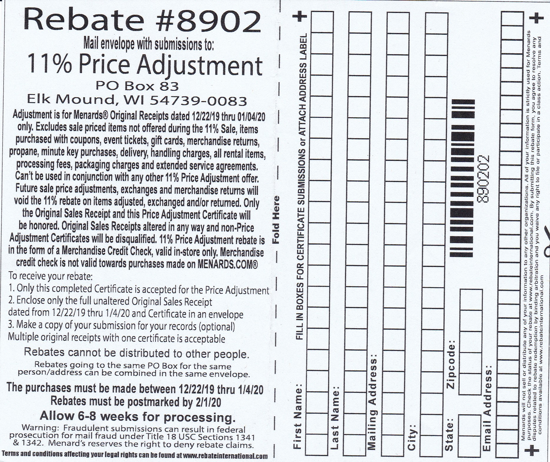 Copy Of Menards Rebate Form 5826