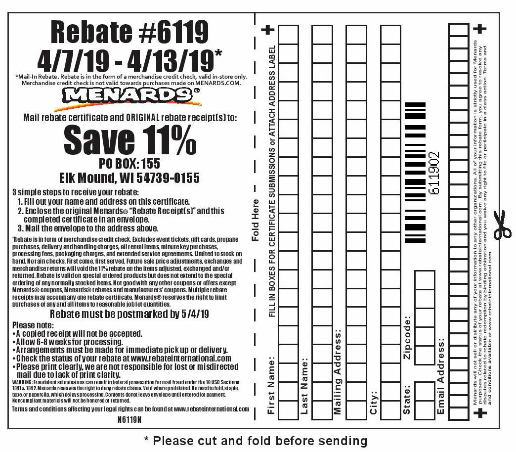 Find Expired Menards Rebate Form