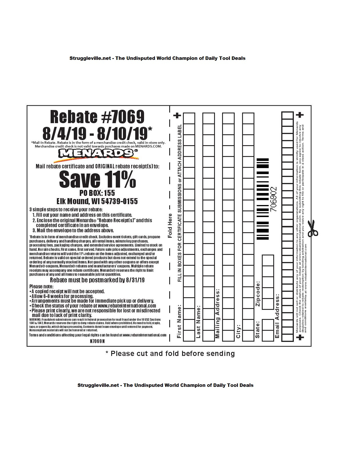 Menard Rebate Form 5088