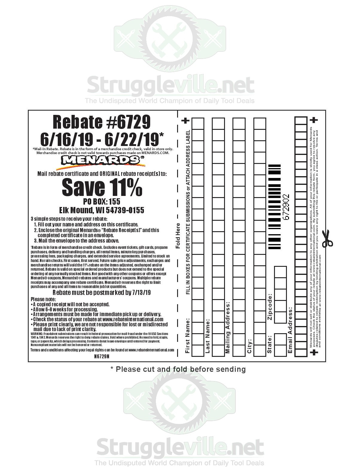 Menards 11 Rebate Form February 2022