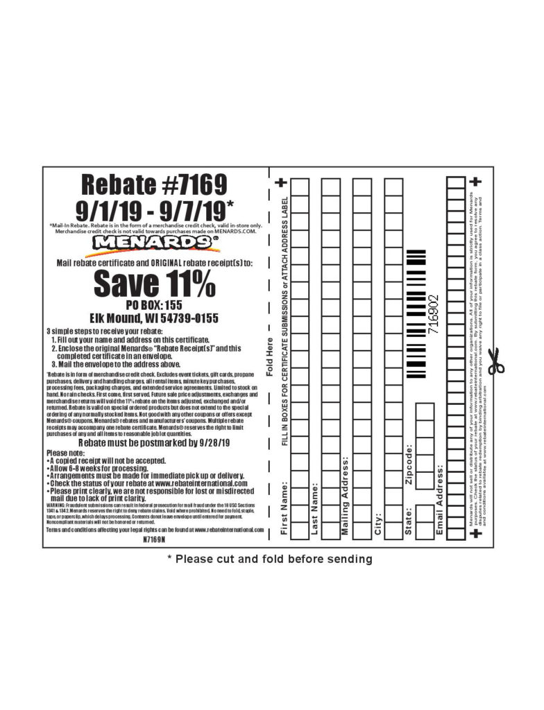 Menards 11 Rebate Form May 2022