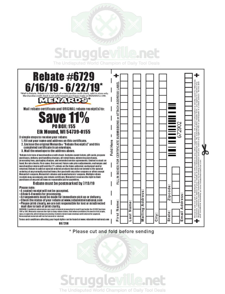 Menards 11 Rebate Form September 2024