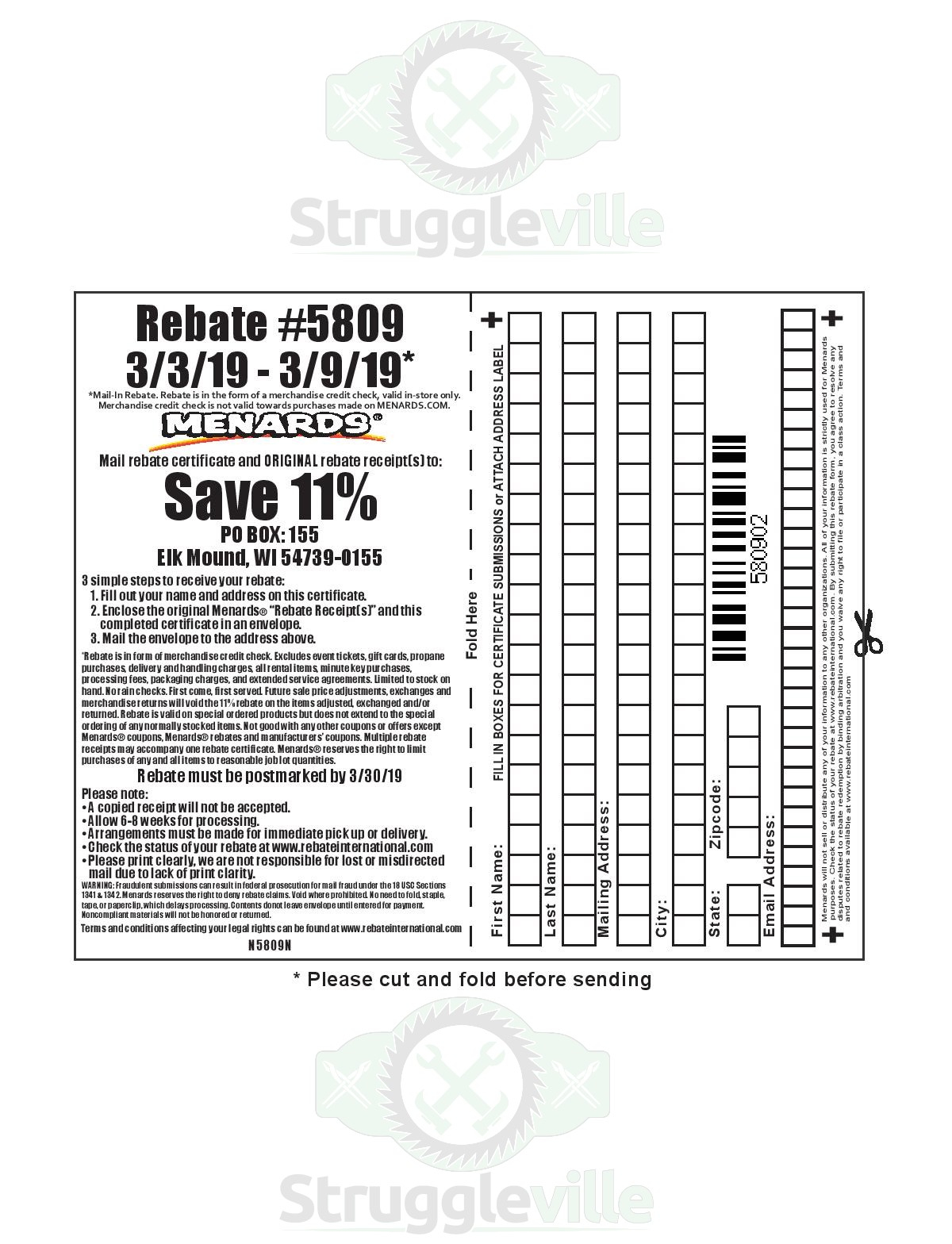 Menard's Rebate Form 2200