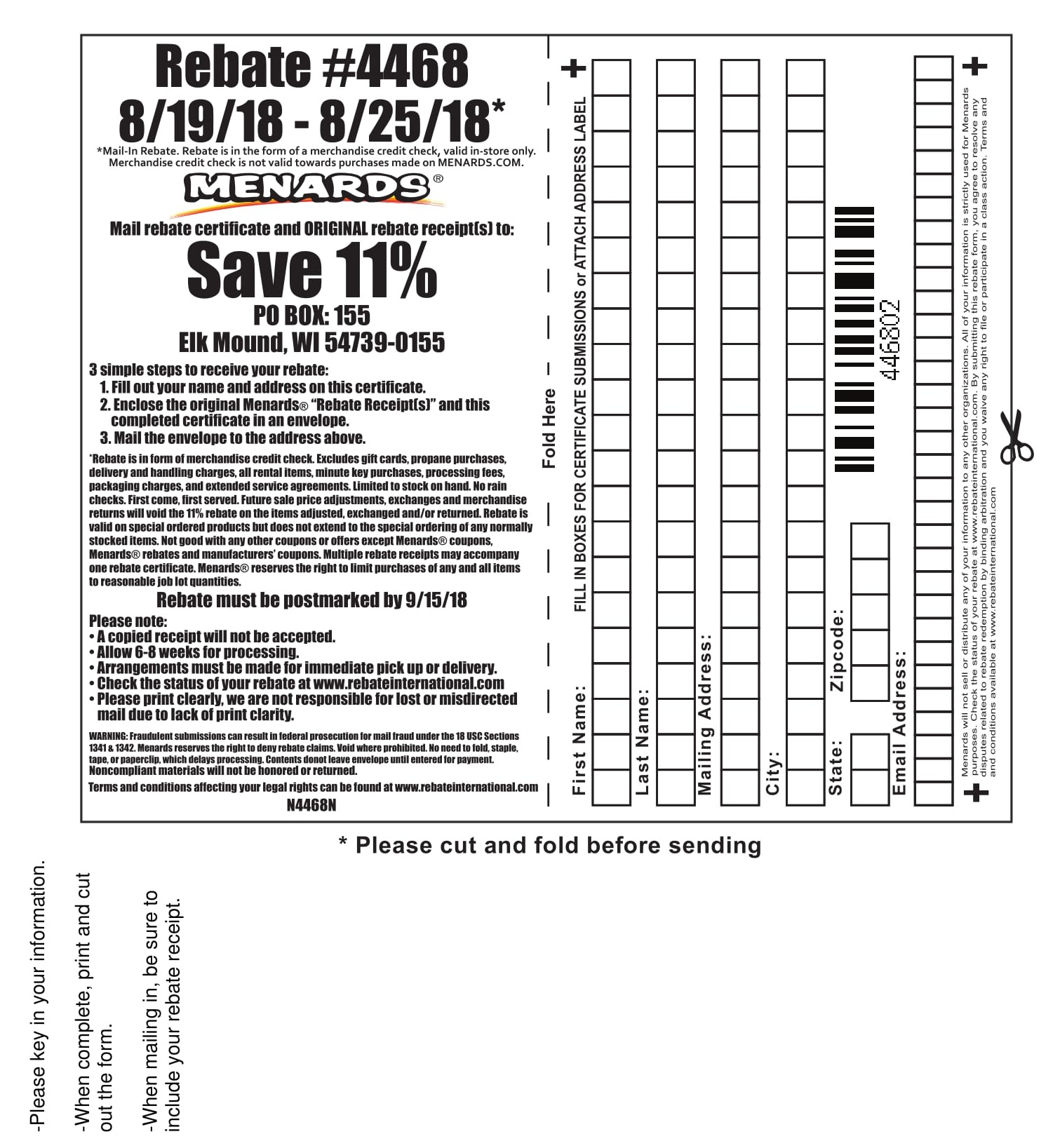 Menard's Rebate Form 5088