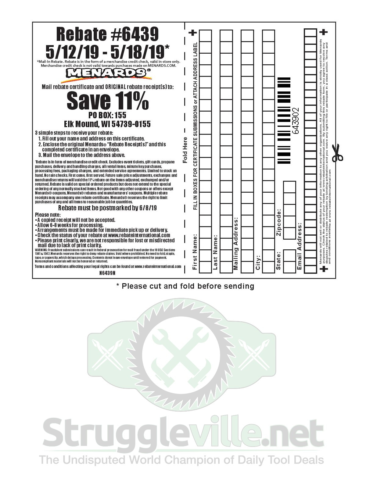 Menard's Rebate Form 7271