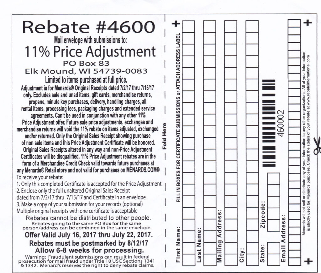 Menards Rebate Forms 2024